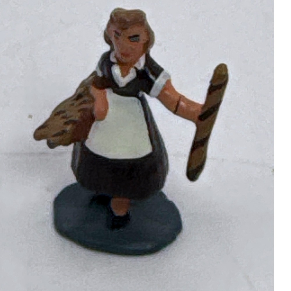 Vintage Hand Painted Lead Miniature French Baker Woman Santon Figurine 1 Inch
